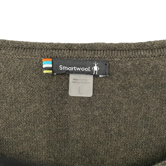 Smartwool Shadow Pine Colorblock crew neck Sweater army Green long sleeve large - Picture 3 of 7